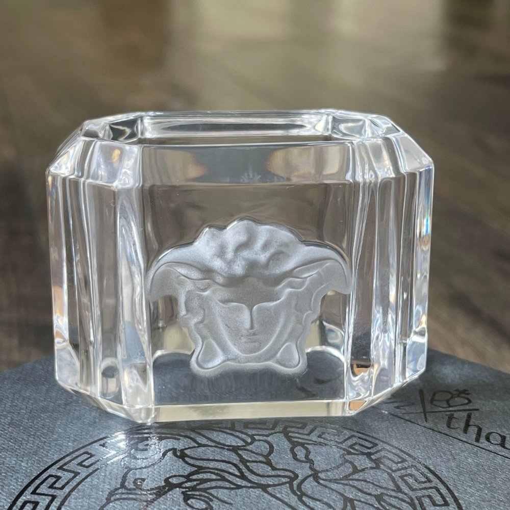 Rosenthal Versace Crystal Medusa Napkin Ring with Box (Set of 5)
